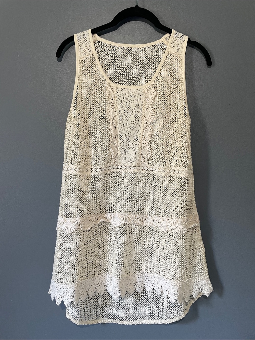 Elegant Beige Lace Tunic Top